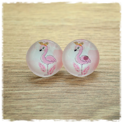 Ohrringe Flamingo mit Leoprintschleife