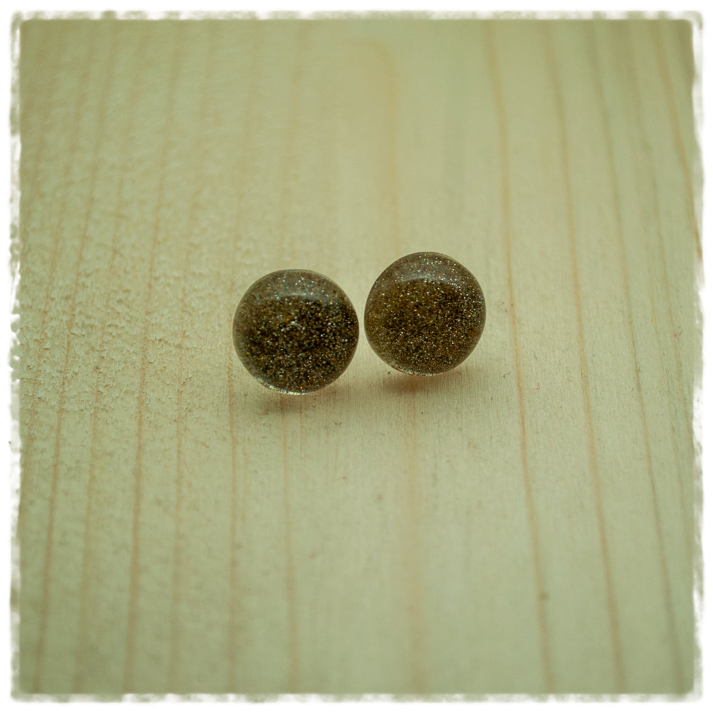 Ohrringe in 12 mm beige mit Glitter