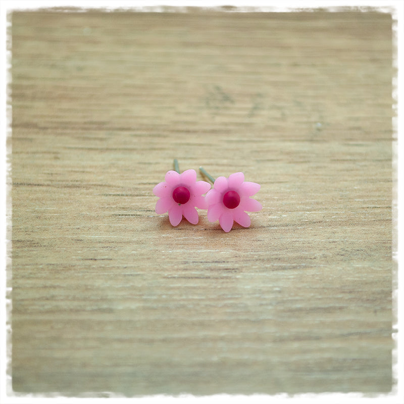 Ohrringe in 10 mm Blümchen in pink