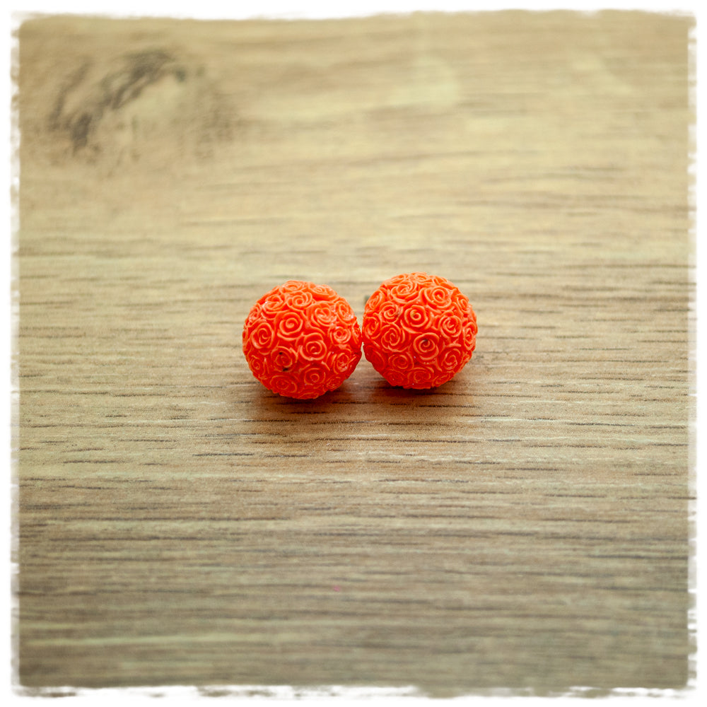 Ohrringe 12 mm orange in Kugelform